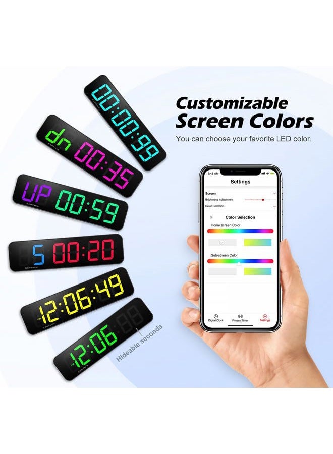 SERPHIX 15.2" Gym Timer, Large Digital Gym Clock Wall with App & Remote Control, Customizable LED Colors, Count Down & Up, Stopwatch, Digital Timer for Fitness Classroom Home Garage Outdoor - Image 5