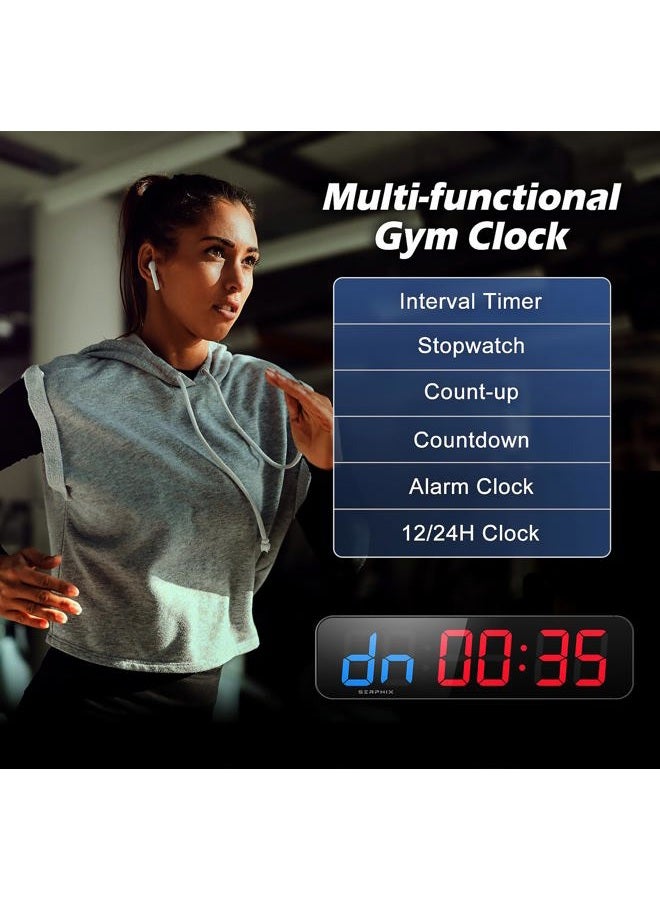 SERPHIX 15.2" Gym Timer, Large Digital Gym Clock Wall with App & Remote Control, Customizable LED Colors, Count Down & Up, Stopwatch, Digital Timer for Fitness Classroom Home Garage Outdoor - Image 3