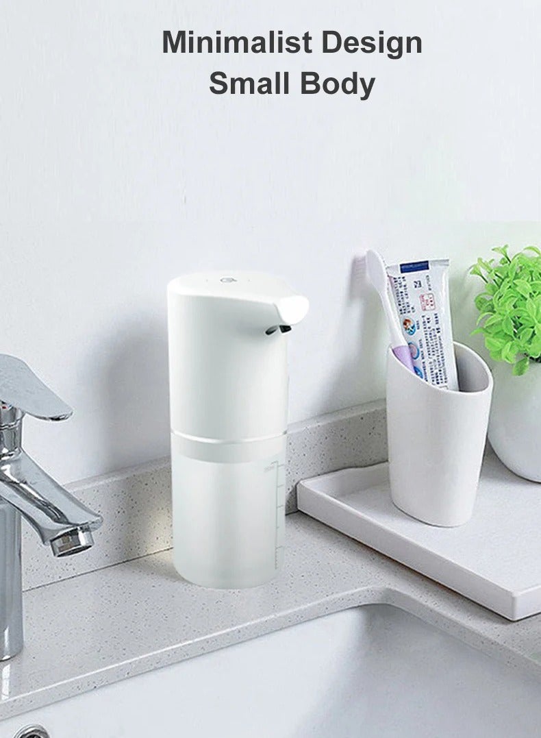 AROAQ موزع صابون قابل للشحن، موزع صابون آلي بدون لمس، غسالة يد سائلة فوم صغيرة ومريحة، موزع صابون بحساس تحت الأحمر للمنزل والحمام، (أبيض) - Image 3