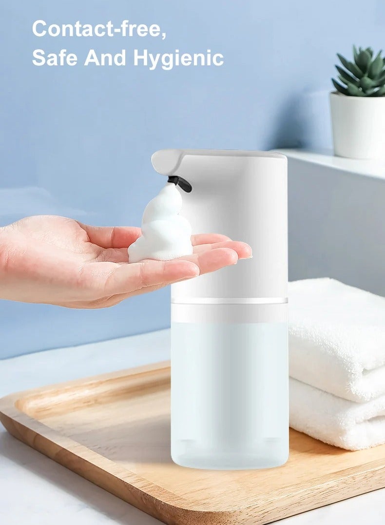 AROAQ موزع صابون قابل للشحن، موزع صابون آلي بدون لمس، غسالة يد سائلة فوم صغيرة ومريحة، موزع صابون بحساس تحت الأحمر للمنزل والحمام، (أبيض) - Image 4