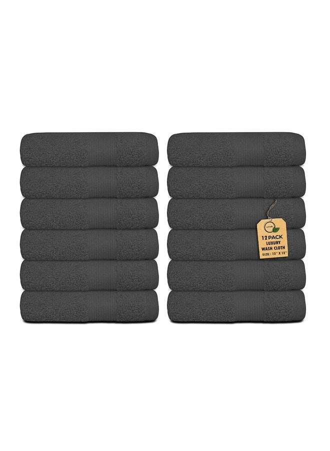 Softolle Premium Wash Cloths - 100% Combed Ring Spun Cotton WashCloth - Pack of 12 Luxury Washcloths – Ultra Soft Face Towels - Highly Absorbent Wash Cloth for Face- 13" x 13" Inches (Grey) - Image 1