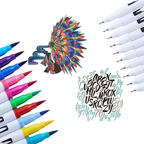 deziine�100 Pcs Dual Tip Brush Marker Pens Fine Tip Markers & Brush Highlighter Pen for Bullet Journal Adults Colouring Book Note Taking Writing Planning Art Project - Image 4