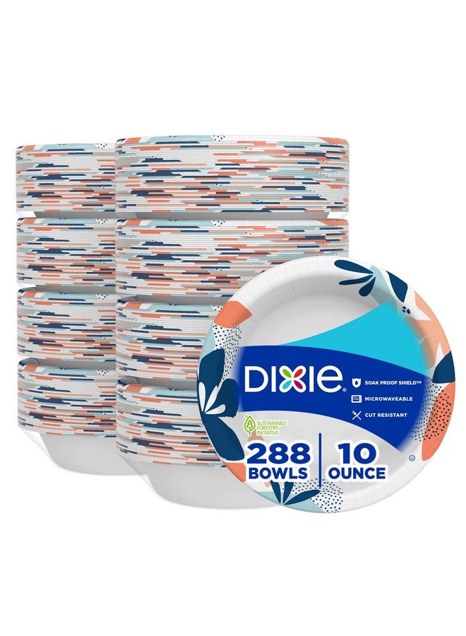 Dixie Small Paper Bowls, 10 Oz, 36 Count (Pack of 8), Microwave-Safe, Soak-Proof, Disposable Bowls Great For Snacks, Dessert, And Light Lunch Meals - Image 1