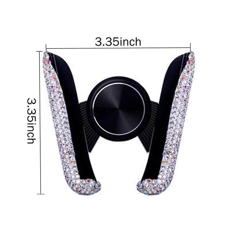 SUNCARACCL Bling Car Phone Holder Mini Dash Air Vent Automatic Phone Mount Universal 360Â°Adjustable Crystal for Women and Girls (White) - Image 2