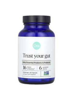 ORA Ora, Trust Your Gut, Daily Essential Probiotic & Prebiotic, 16 Billion, 60 Capsules  - Image 1