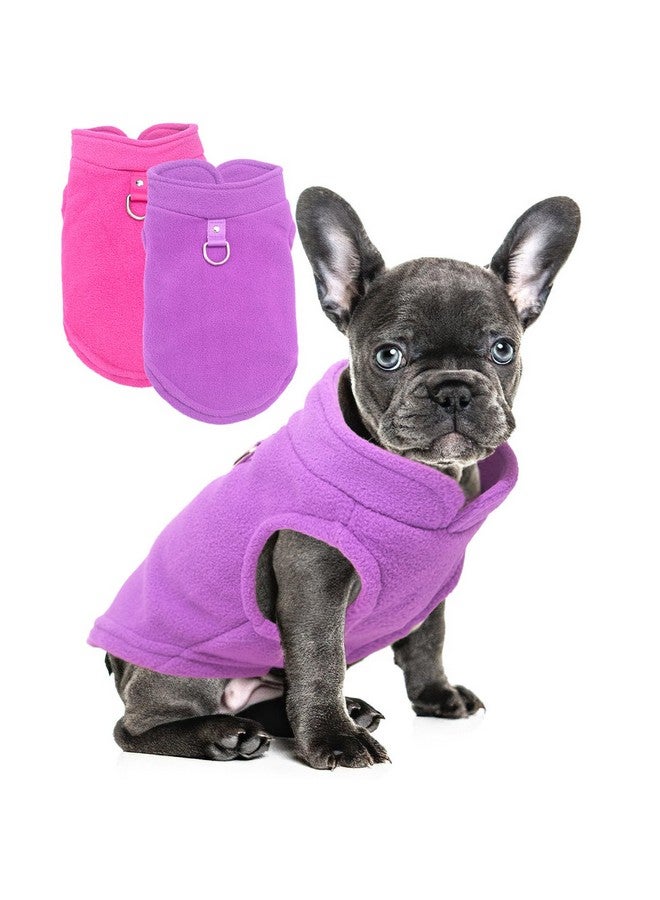 سترتان من الصوف للكلاب الصغيرة - ناعمة ودافئة مع حلقة على شكل حرف D، مثالية للطقس البارد؛ ذكر أو أنثى، مقاس متوسط (وردي، بنفسجي) - Image 1