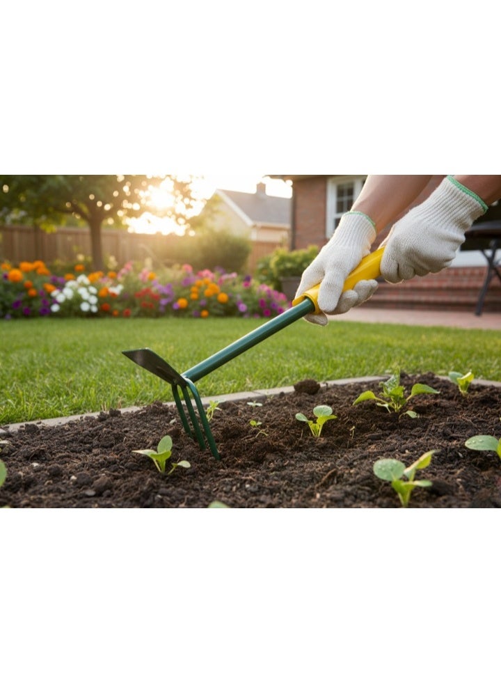 GREENLAWN Heavy Duty Dual-Head Metal Hand Hoe & Cultivator with Ergonomic Handle for Gardening and Weeding Tool - Image 1