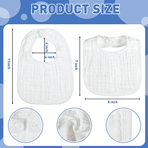 Reginary 30 Pack White Muslin Baby Bibs Bulk Adjustable 6 Layers Baby Bandana Drool Bibs for Boys Girls Newborn Cotton Soft Absorbent Muslin Burp cloth for Drooling and Teething - Image 2