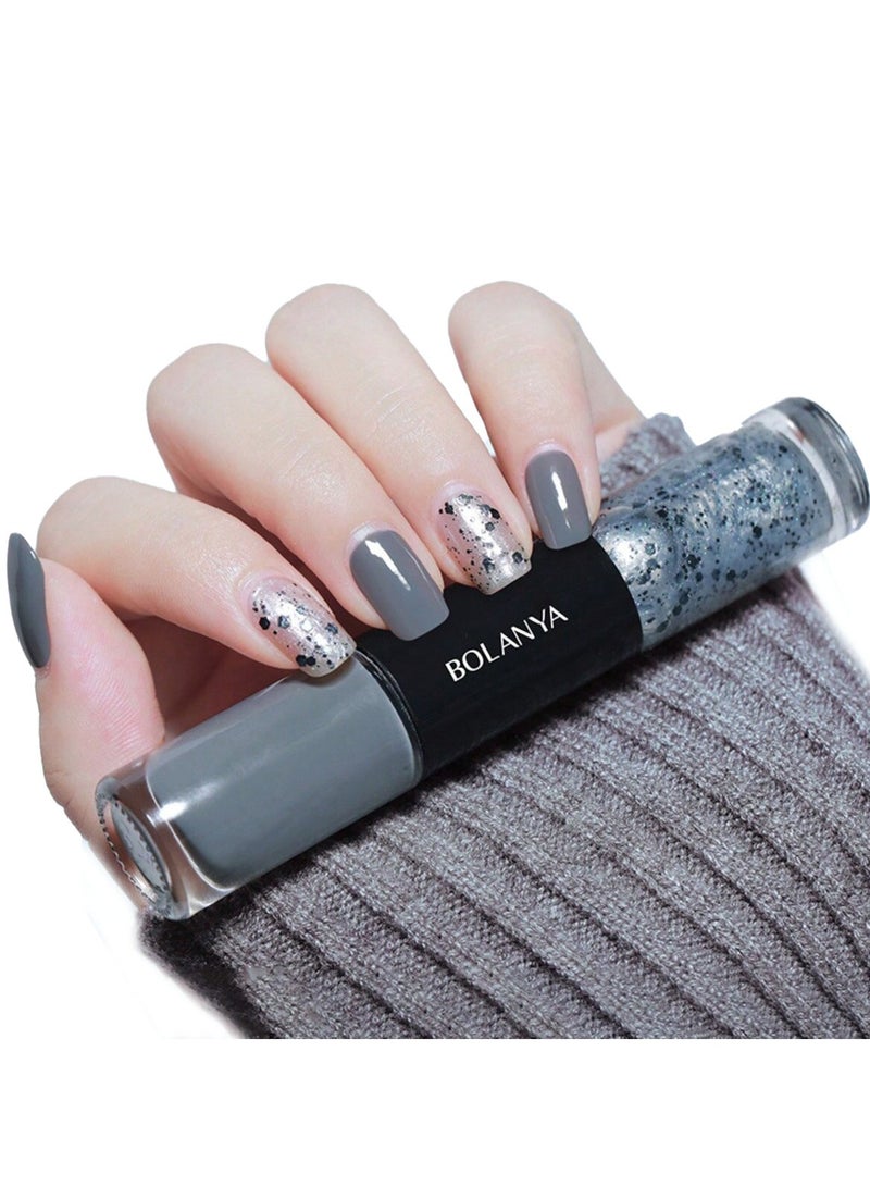 Gel Nail Polish Set, No Paste Needed, Shiny Manicure, Beautiful Nail Art Gift for Women and Girls, Long Lasting (Slate Gray - C119, 12ml) - Image 1