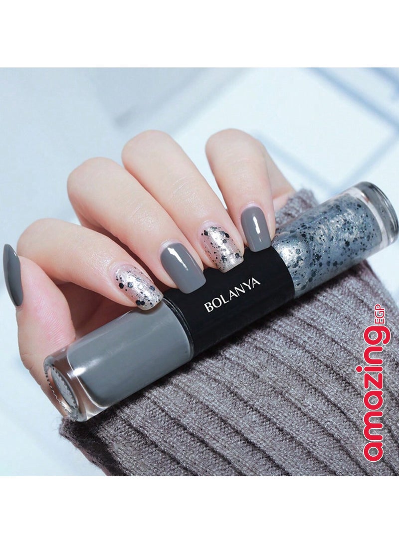 Gel Nail Polish Set, No Paste Needed, Shiny Manicure, Beautiful Nail Art Gift for Women and Girls, Long Lasting (Slate Gray - C119, 12ml) - Image 2