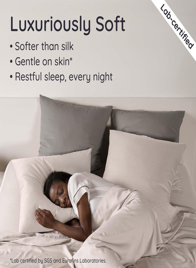 Bambaw 100% Viscose Derived from Bamboo Sheets Queen Size Set - 4pcs Cooling Sheets for Hot Sleepers, Soft Deep Pocket Queen Sheet Set Fits Up to 16'' with Elastic Corner Straps (Sand) - Image 4
