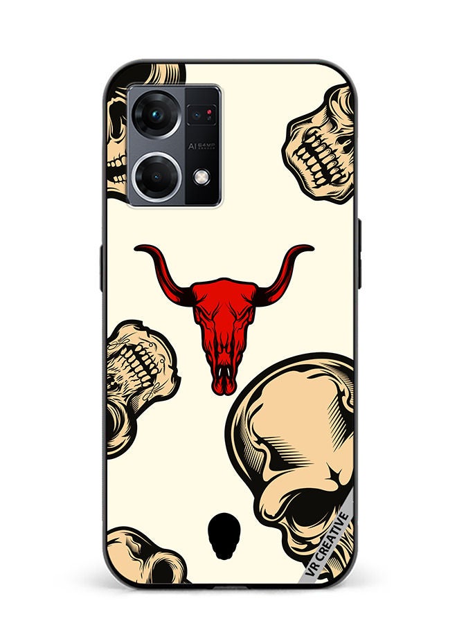 VR CREATIVE Protective Case Cover For Oppo Reno8 4G Skulls Design Multicolour - Image 1