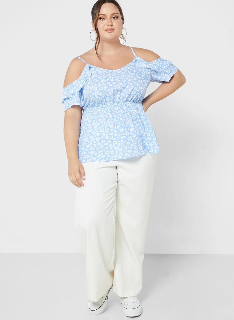 جينجر بلس Cold Shoulder Peplum Top