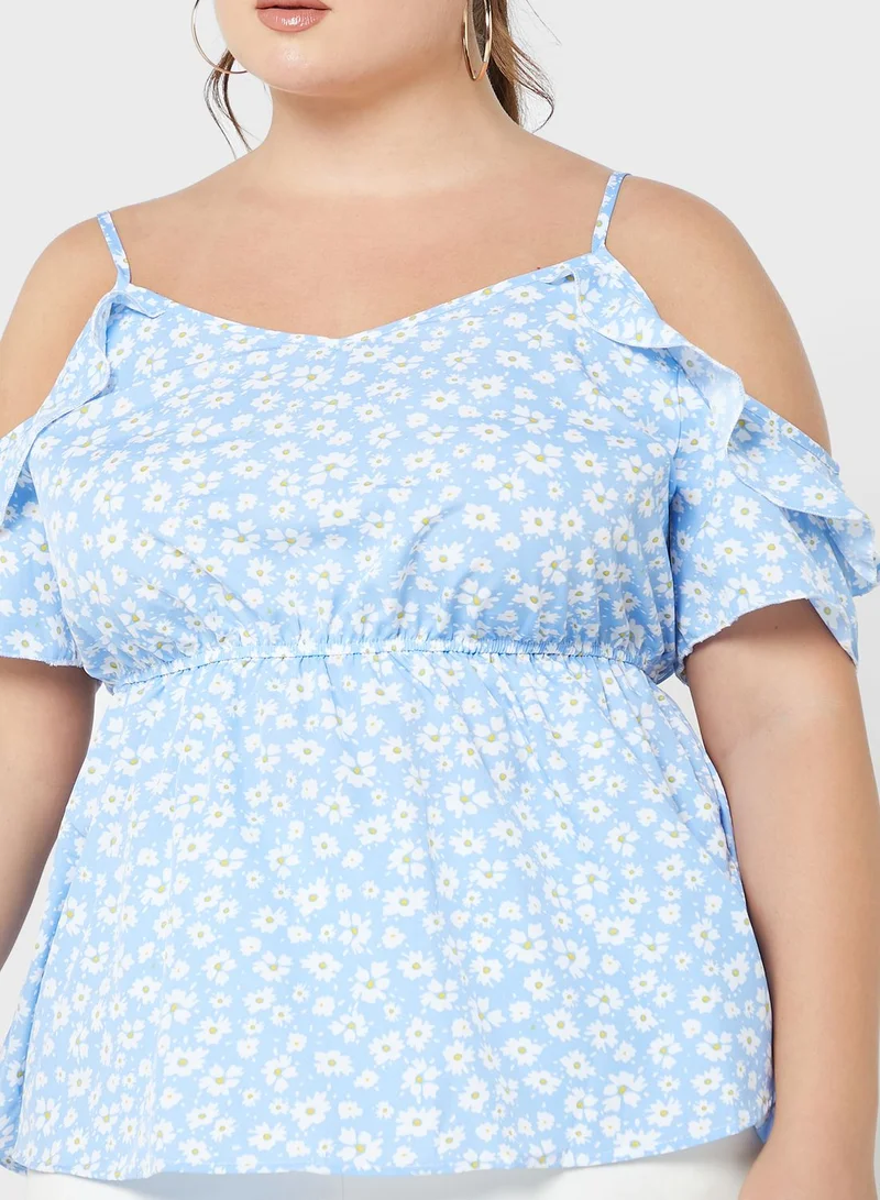 جينجر بلس Cold Shoulder Peplum Top