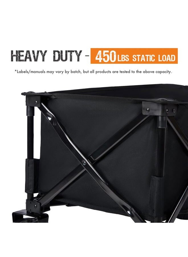 PORTAL Collapsible Folding Utility Beach Wagon Carts Heavy Duty with All Terrain Wheels for Outdoor, Camping, Garden, Shopping, Groceries, Foldable, Large Capacity, Portable, Black - Image 5