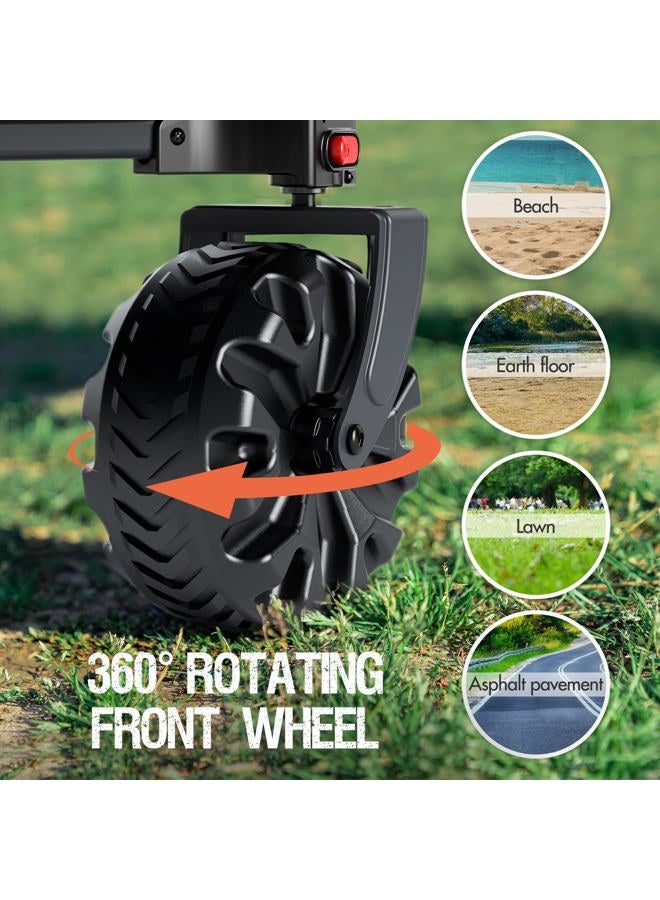 PORTAL Collapsible Folding Utility Beach Wagon Carts Heavy Duty with All Terrain Wheels for Outdoor, Camping, Garden, Shopping, Groceries, Foldable, Large Capacity, Portable, Black - Image 2