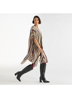 Striped Open Front Longline Cardigan