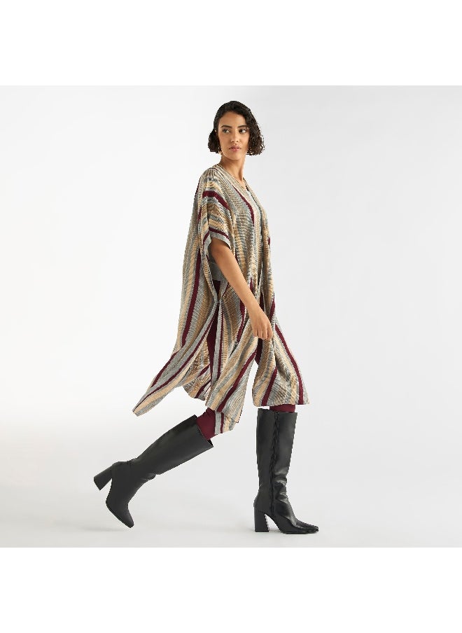 Splash FAV - Striped Open Front Longline Cardigan - Image 1