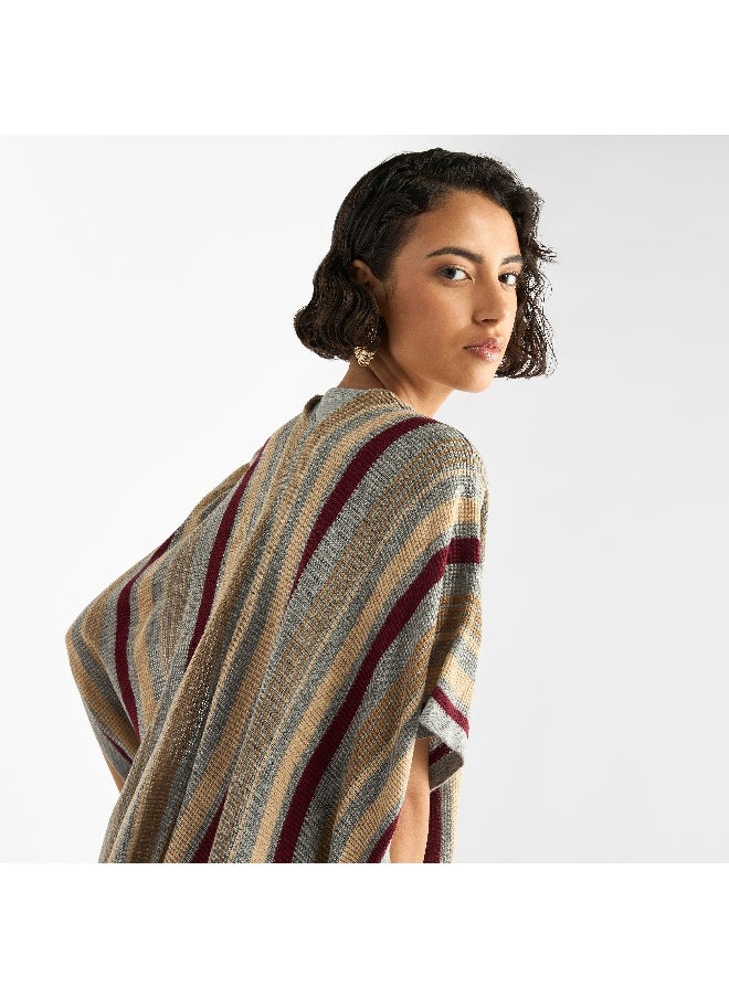 Splash FAV - Striped Open Front Longline Cardigan - Image 1