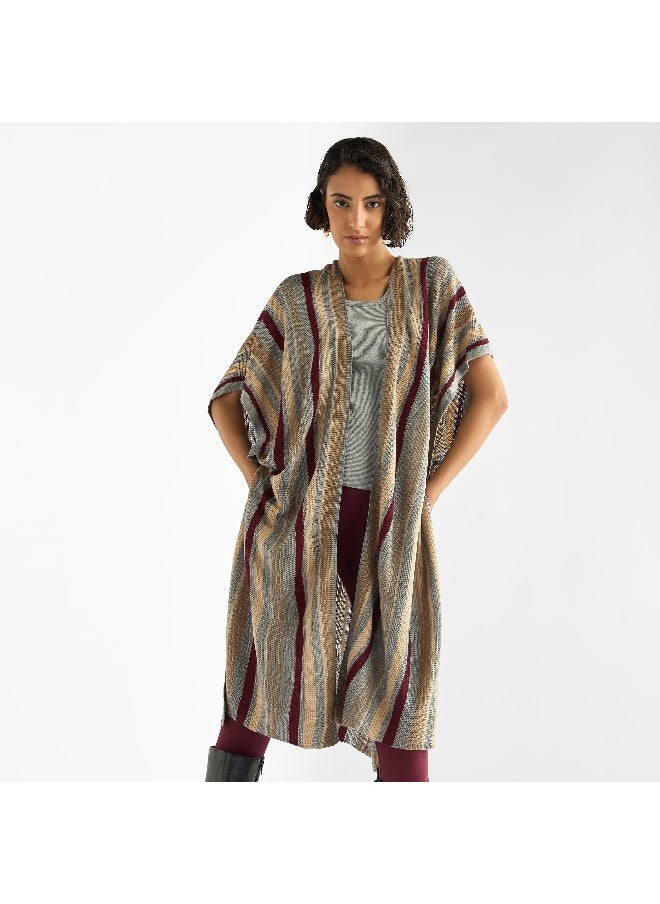 Splash FAV - Striped Open Front Longline Cardigan - Image 1