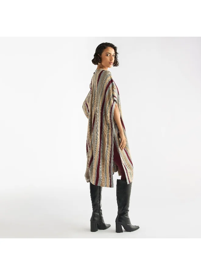 Splash FAV Striped Open Front Longline Cardigan