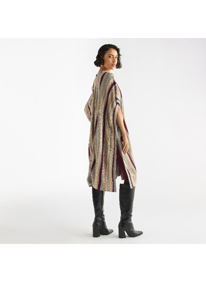 Splash FAV - Striped Open Front Longline Cardigan - Image 1
