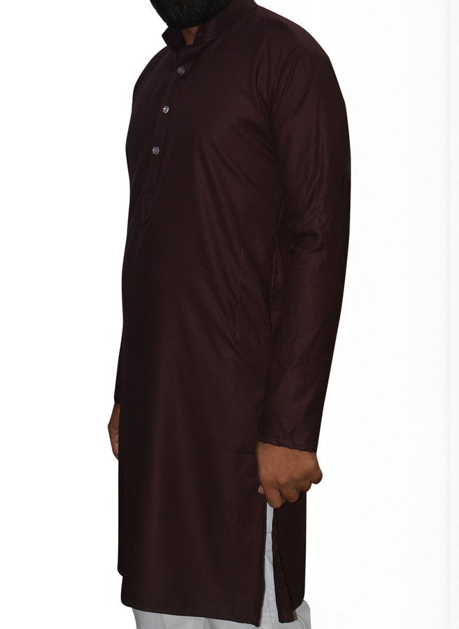 PREEN Men Brown Kurta Set with Pyjamas - Image 4