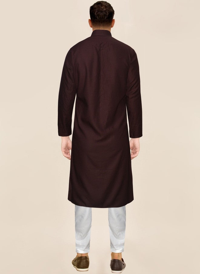 PREEN Men Brown Kurta Set with Pyjamas - Image 3