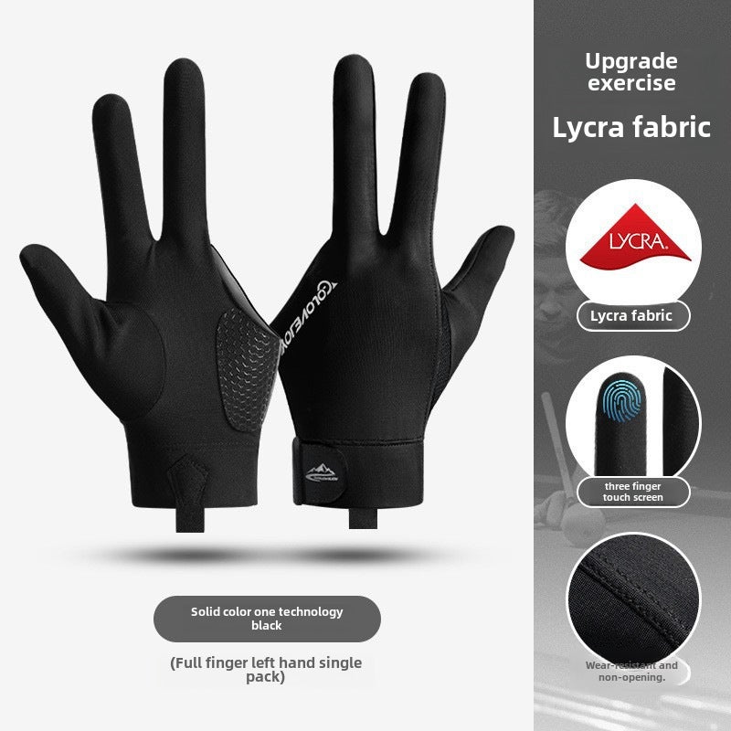 Professional Billiards 3-Finger Gloves[All Finger Left Single] Black XG76 [All Finger Left Single] Black XG76 