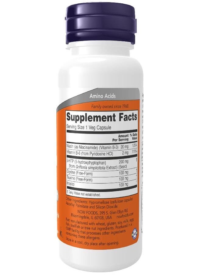 NOW Supplements, 5-HTP (5-hydroxytryptophan) 200 mg, Double Strength, Neurotransmitter Support*, 60 Veg Capsules