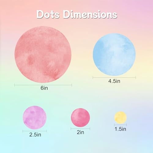 AOWDIAO 68 Large Watercolor Polka Dot Wall Decals, Peel and Stick Vinyl Stickers for Girls Bedroom, Nursery, Playroom, Classroom Pastel Decor - Image 4
