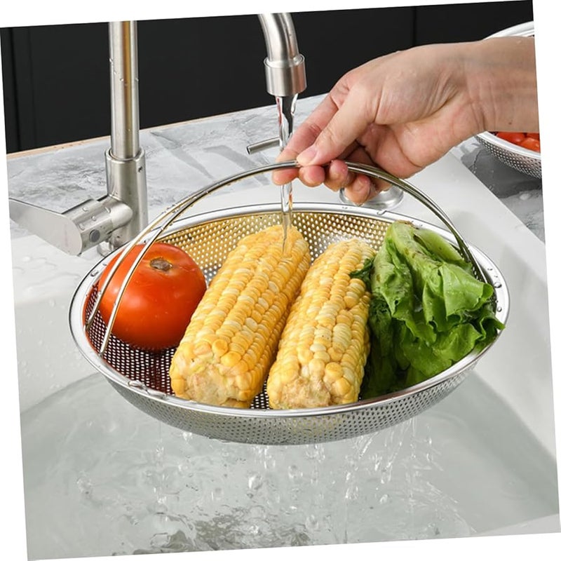 سلة بخارية من الفولاذ المقاوم للصدأ بمقبض للخضروات وأرز وزلابية للطهي الصحي - Image 3