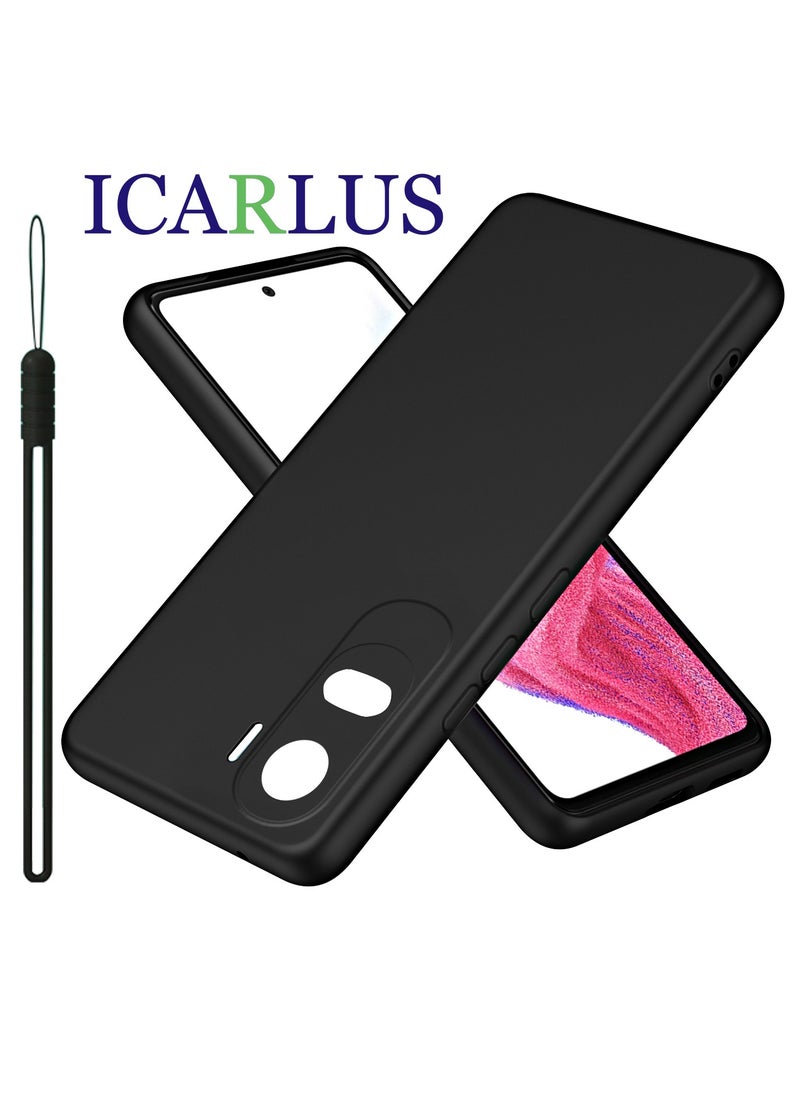 ICARLUS For Honor 90 Lite 5G Case Slim Liquid Silicone Protective Cover Black  - Image 1