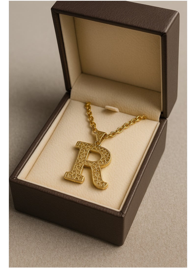 3Diamonds 3DIAMONDS Women’s Gold-Plated Necklace with Letter "R" Pendant – Elegant Initial Jewelry  - Image 1