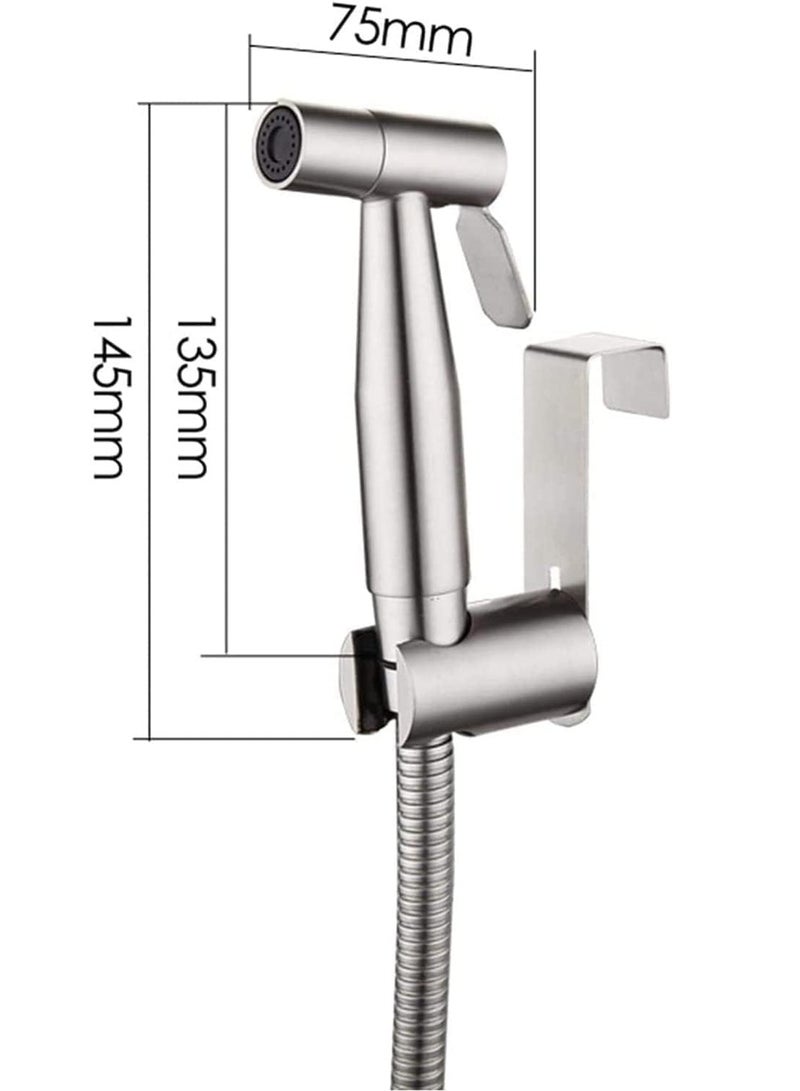SKY-TOUCH 3 Pcs Bidet Toilet Spray Gun Set Handheld Bidet Sprayer Shattaf With Stainless Steel Chrome Hose Toilet Water Sprayer Silver  - Image 5