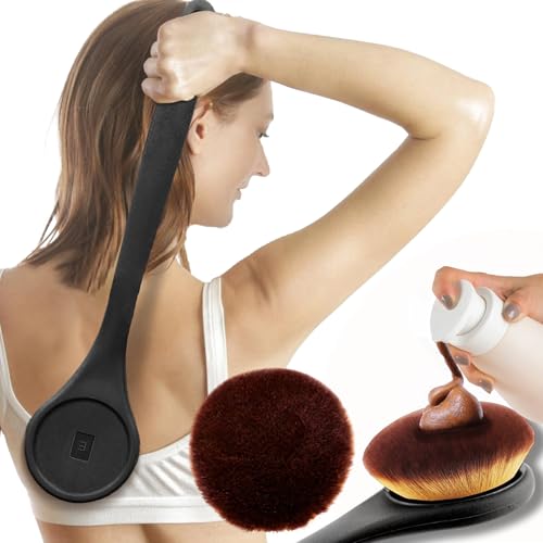 EOICCEOH Extra Large Body Makeup Brush For Self Tanner Sunscreen Self Tan Back Applicator WideHeaded Kabuki Brush for Even Pretty Lotion Application Bronzer Blend LongHandle Face Leg Brush Black - Image 1