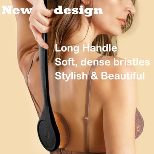 EOICCEOH Extra Large Body Makeup Brush For Self Tanner Sunscreen Self Tan Back Applicator WideHeaded Kabuki Brush for Even Pretty Lotion Application Bronzer Blend LongHandle Face Leg Brush Black - Image 3