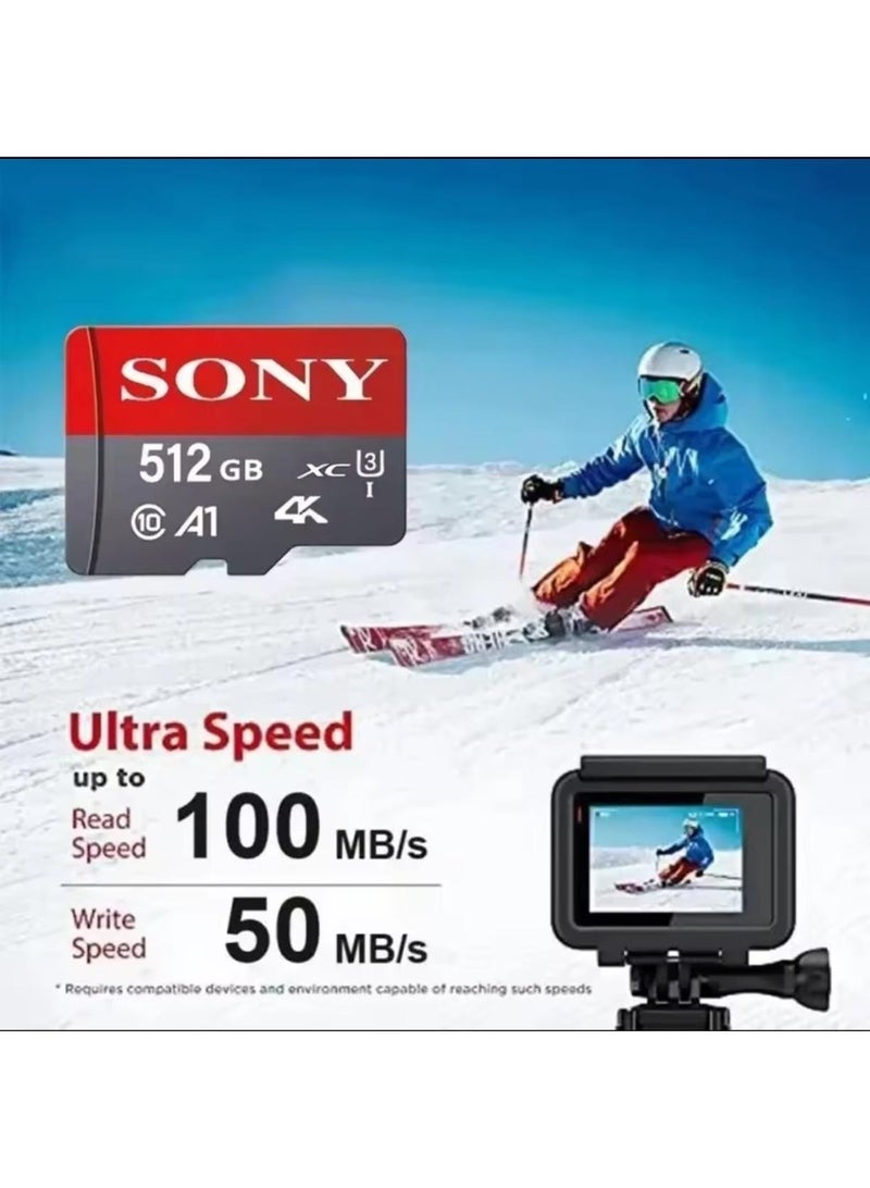 Sony Memory Card 512GB Reading Speed Class 10 Flash Micro Card for Phone card red - Image 1