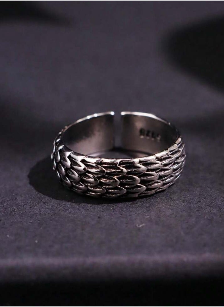 Luxury Concept - Elegant And Modern Antique Silver Plated Ring For Men One Size - Image 1