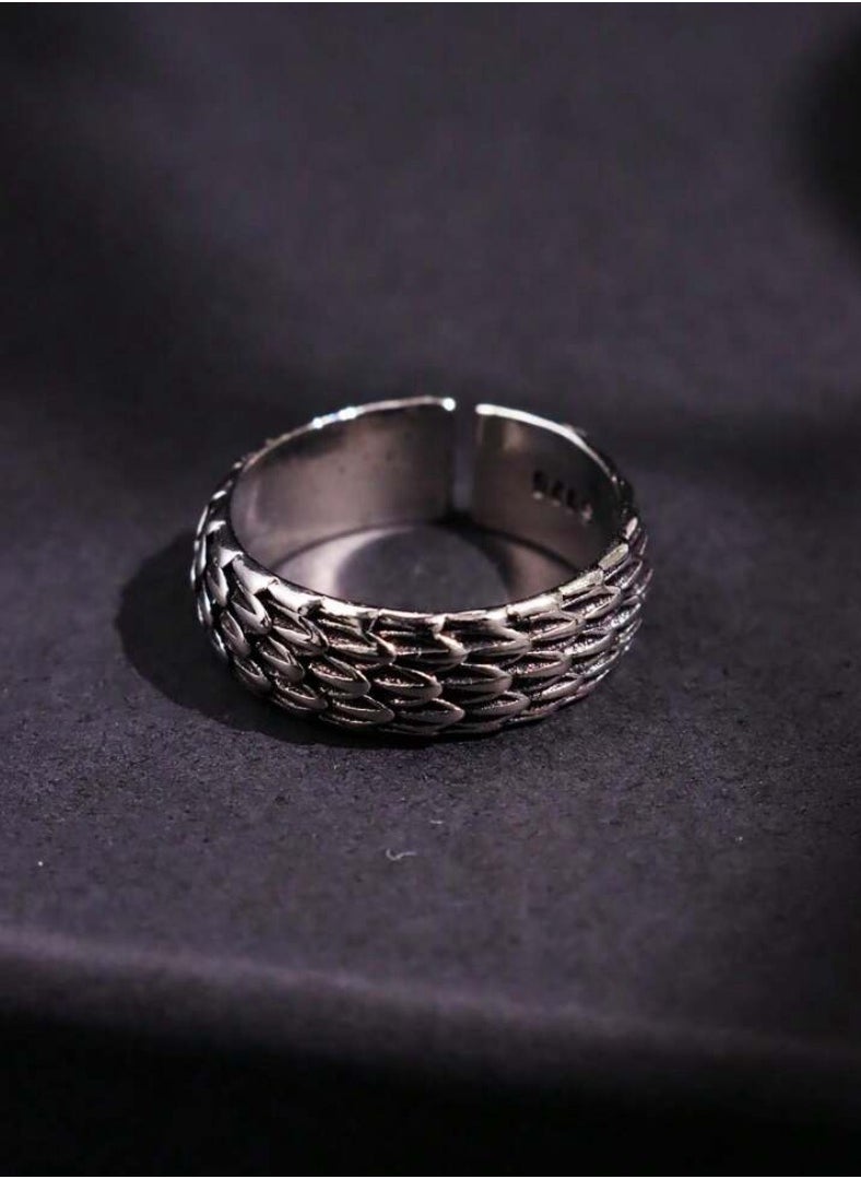 Luxury Concept - Elegant And Modern Antique Silver Plated Ring For Men One Size - Image 1