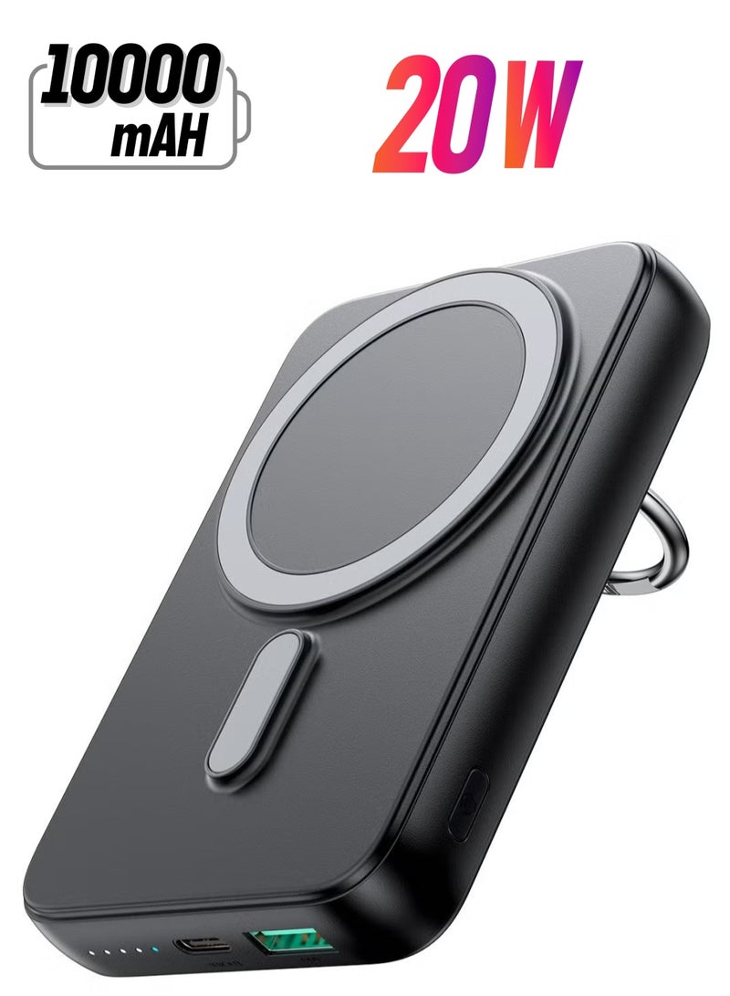JAJEEK JR-W050 20W Power Bank 10000mAh with Ring Holder – Portable Fast Charging Power Bank, Compact & Lightweight, Black  - Image 1