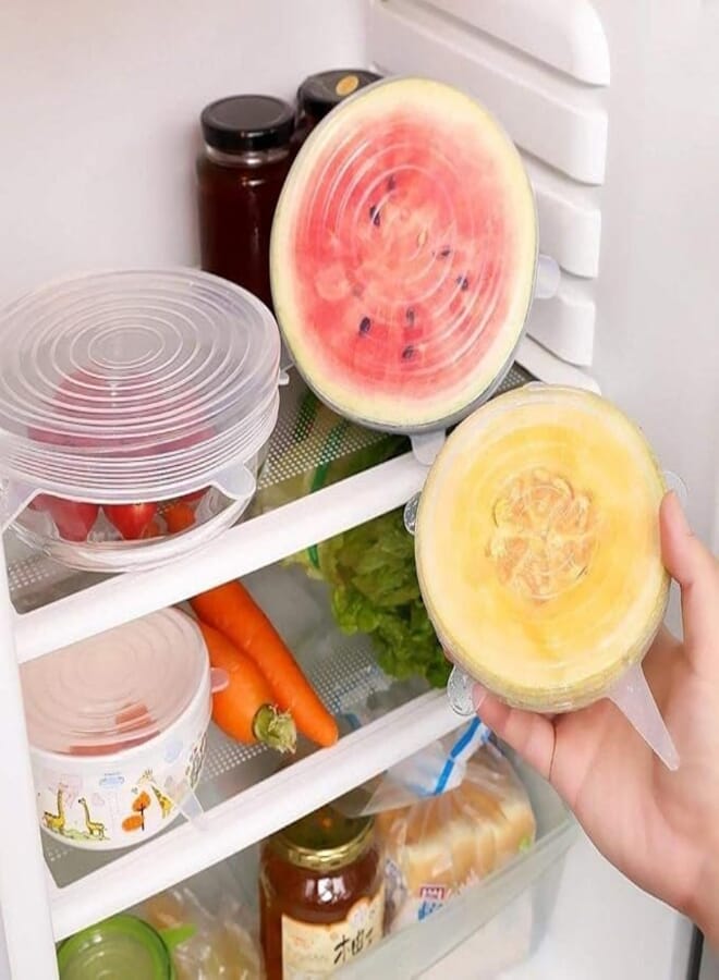 Silicone Stretch Lids 6 Pack Suction Lid - Multi Size Stretchable Covers for Bowls, Cups, Pots, Can, Mason Jar, Food Fresh Saver Cover, Freezable Microwavable Cover - 2724696455194