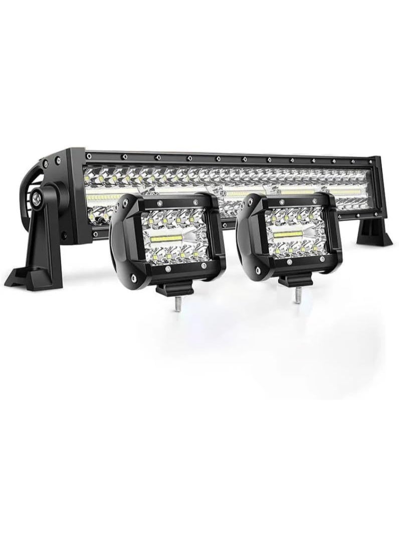 LED Light Bar Set, Off-Road Vehicle Driving Lights, Black Aluminum Housing, Spot Flood Combo Beam Pattern, Waterproof Work Lights for Cars Trucks - Image 1