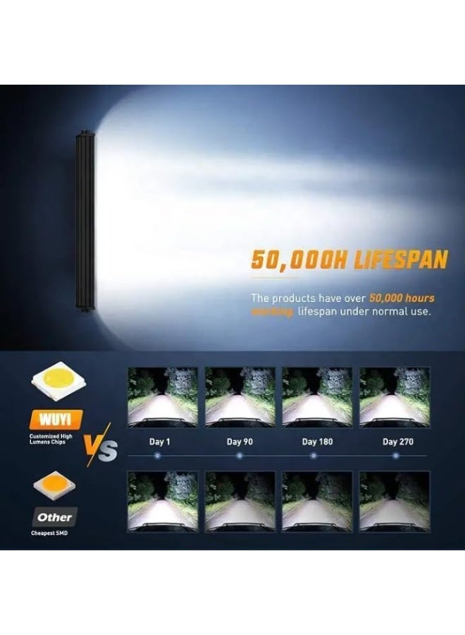 LED Light Bar Set, Off-Road Vehicle Driving Lights, Black Aluminum Housing, Spot Flood Combo Beam Pattern, Waterproof Work Lights for Cars Trucks - Image 4