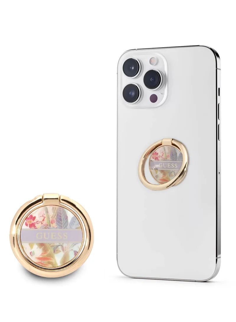 GUESS Metal Flower Ring Stand Compatible with All Smartphone- Purple