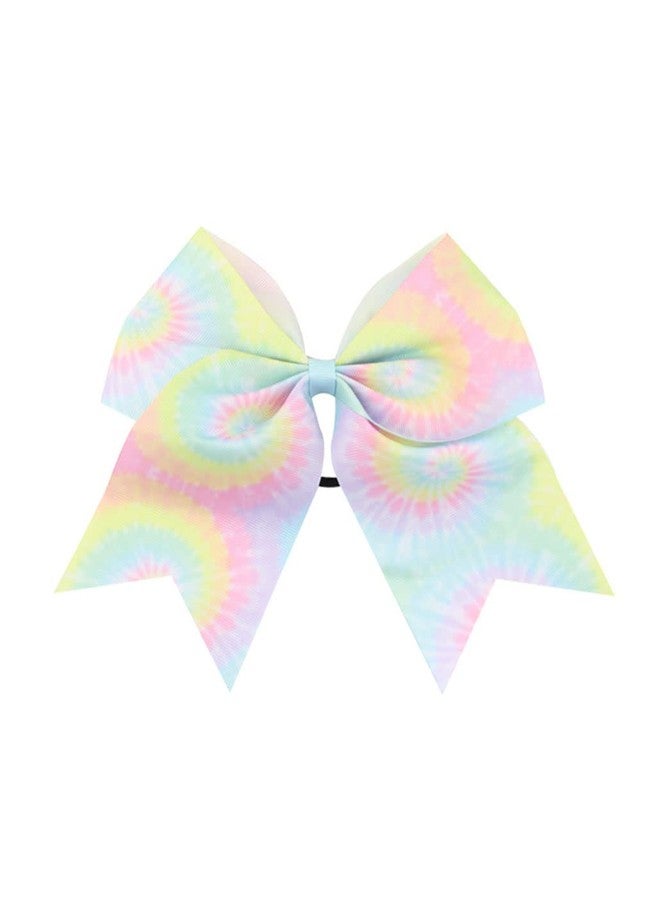 BBTDIN Tie Dye Hair Bows for Cheer Girls Come Ponytail Holder Bow Tie Dye Large Cheer Bowknot PHB02 (D1) - Image 1