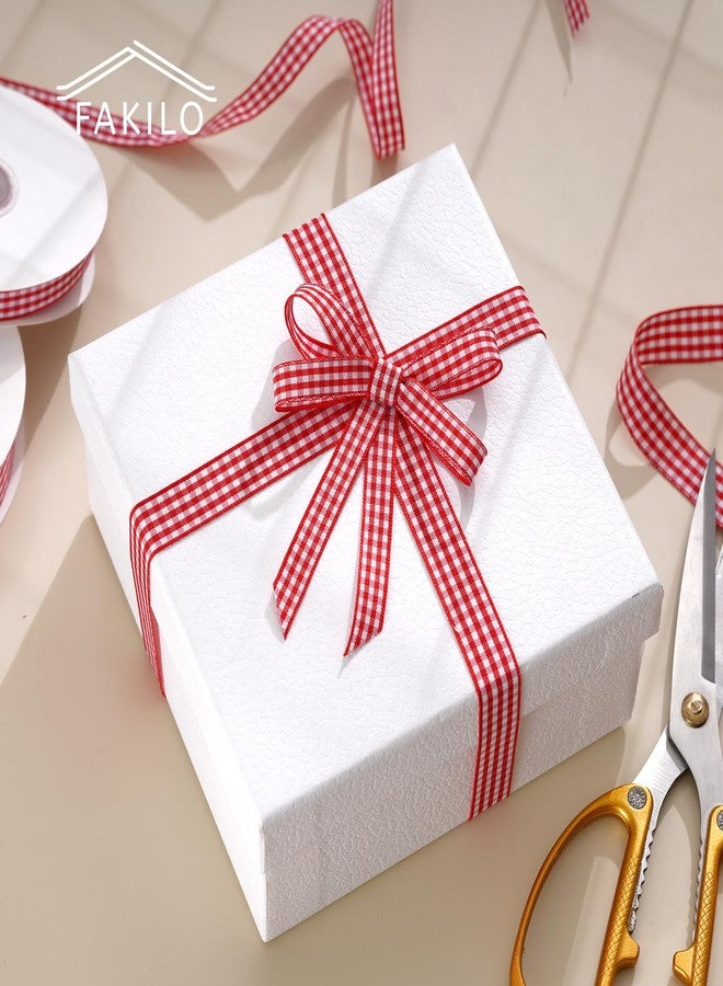 FAKILO Red Gingham Ribbon 10mm X 22m Red and White Buffalo Plaid Check Ribbon for Gift Wrapping Christmas DIY Crafts Hair Accessories and Home Decor - Image 3
