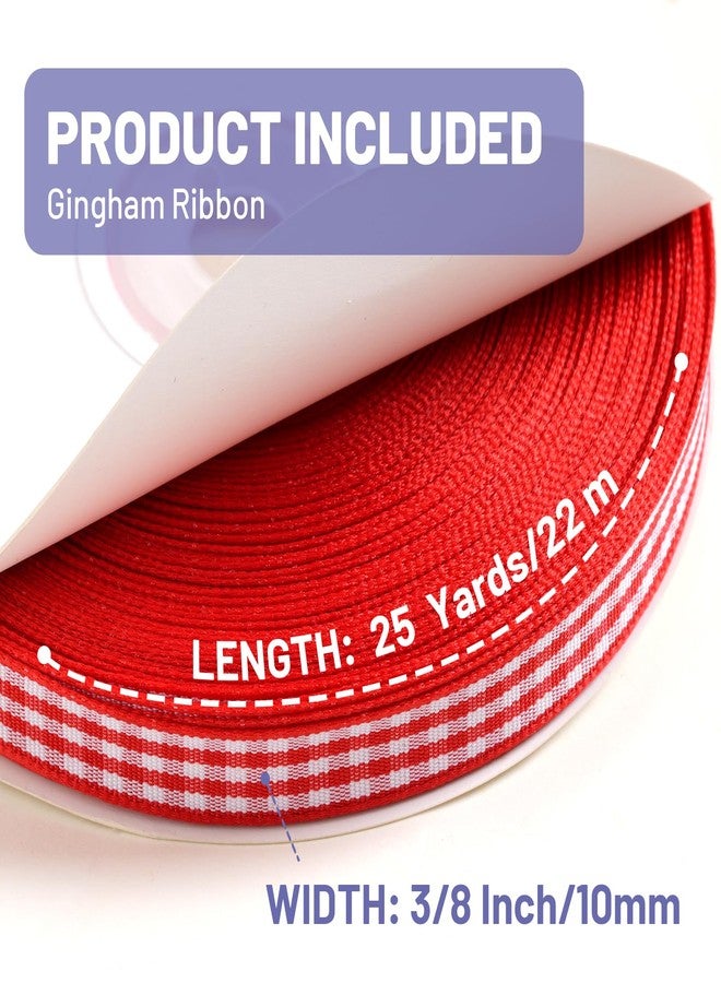 FAKILO Red Gingham Ribbon 10mm X 22m Red and White Buffalo Plaid Check Ribbon for Gift Wrapping Christmas DIY Crafts Hair Accessories and Home Decor - Image 2