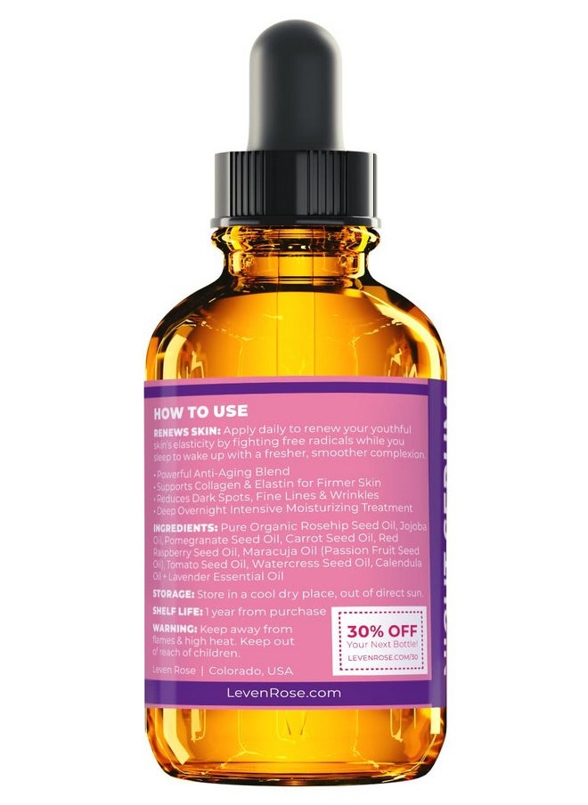 Leven Rose - Leven Rose Rosehip Oil Night Face Serum, 100% Pure Organic Natural Rose Hip Oil Serum for Dry Skin 1 oz - Image 1