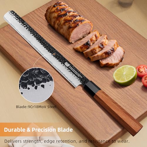 FINDKING Brisket Slicing Knife 12 Inch, Sharp Carving Knife for Meat, BBQ, High Carbon Steel Blade, African Rosewood Octagonal Handle (Dynasty Series) - Image 2